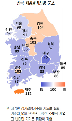전국 체감경기전망 분포.<대한상의 제공>